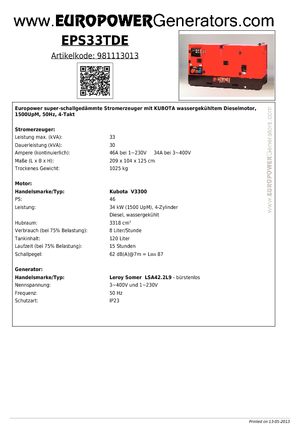 Diesel Generatoren Europower EPS 33 TDE (LS)