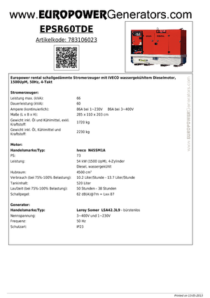 Diesel Generatoren Europower EPSR60TDE (LS)