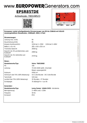 Diesel Generatoren Europower EPSR85TDE (LS)