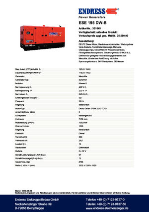 Diesel Generatoren Endress ESE 195 DW-B