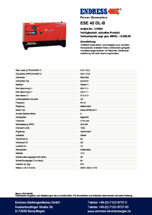 Diesel Generatoren Endress ESE 40 DL-B
