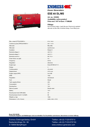 Diesel Generatoren Endress ESE 65 DL-MS