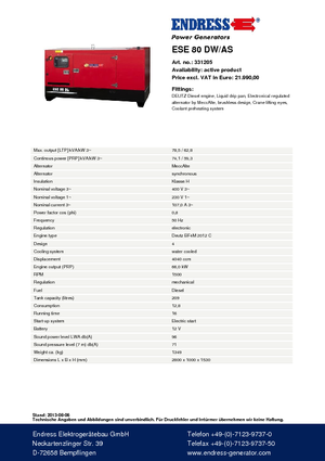 Diesel Generatoren Endress ESE 80 DW-AS
