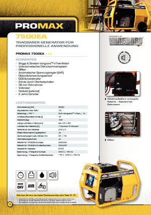 Diesel Generatoren Vanguard Promax 7500 EA