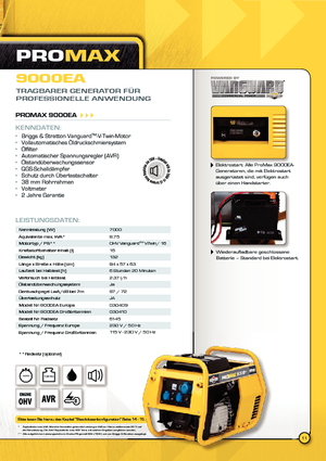 Diesel Generatoren Vanguard Promax 9000 EA