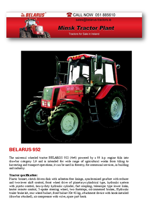 Tractoren met vierwielaandrijving Belarus 952