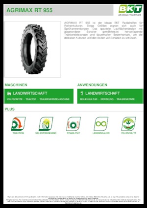 Landbouwbanden BKT AGRIMAX RT 955 270/95 R 36