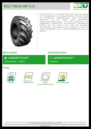 Landbouwbanden BKT MULTIMAX MP 515 445/65 R 22.5 MPT
