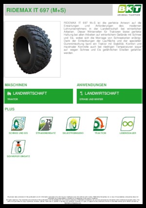 Landbouwbanden BKT RIDEMAX IT 697 M+S 600/70 R30