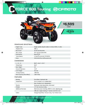 Terreinwagens & Quads CFMOTO CFORCE 600