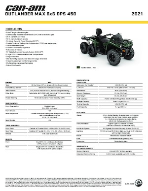 Terreinwagens & Quads can-am OUTLANDER MAX 6X6 DPS  450 