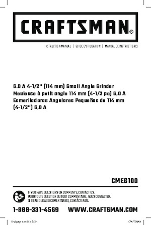 Haakse slijpmachines Craftsman CMEG100 