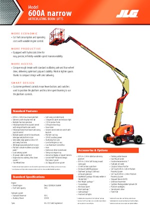 Knikarmhoogwerkers op wielen JLG 600AN