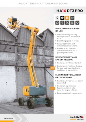 Knikarmhoogwerkers op wielen Haulotte HA16 RTJ PRO