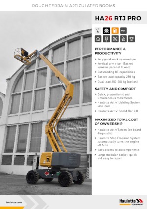 Knikarmhoogwerkers op wielen Haulotte HA26 RTJ PRO