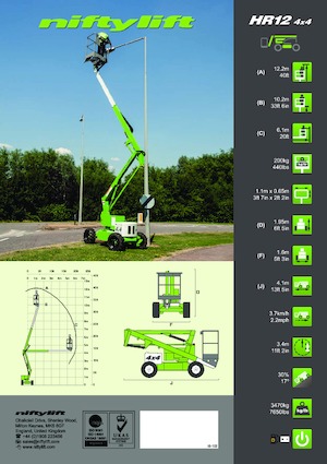 Knikarmhoogwerkers op wielen Niftylift HR12DE