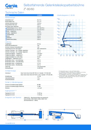 Knikarmhoogwerkers op wielen Genie Z-80/60