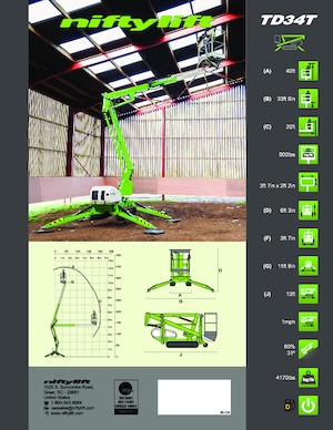 Knikarmhoogwerkers op rupsbanden Niftylift TD34T