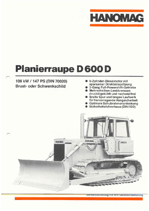 Bulldozers Hanomag D 600 D S LGP