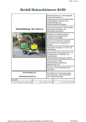 Houtversnipperaars Berkili B 15 D-L-SM