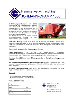 Houtversnipperaars Johli Champ 1000