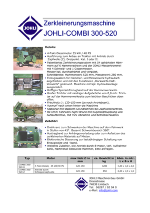 Houtversnipperaars Johli Combi 300 - 520 Z