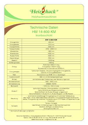 Houtversnipperaars Heizohack HM 14-800 KM