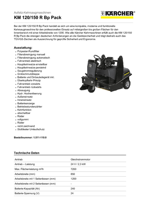 Compact veegmachines Kärcher KM 120/150 R Bp Pack