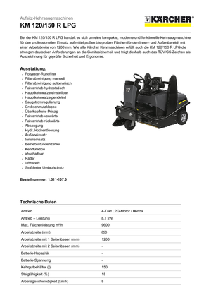Compact veegmachines Kärcher KM 120/150 R Lpg