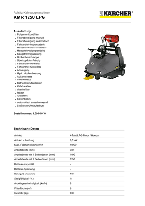 Compact veegmachines Kärcher KMR 1250 LPG