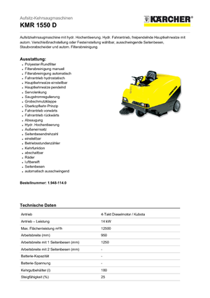 Compact veegmachines Kärcher KMR 1550 D
