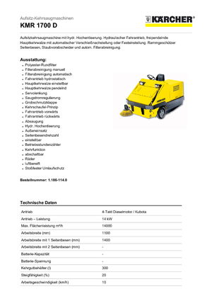 Compact veegmachines Kärcher KMR 1700 D