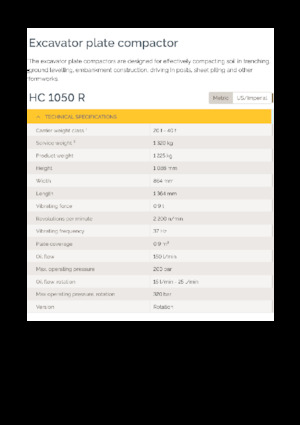 Compactors voor hydraulische graafmachines Epiroc HC 1050 R 