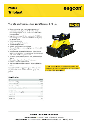 Compactors voor hydraulische graafmachines engcon PP3200