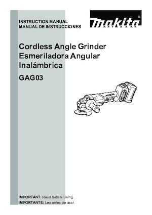 Haakse slijpmachines Makita GAG03Z