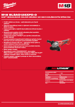 Haakse slijpmachines Milwaukee M18 BLSAG125XPD-0
