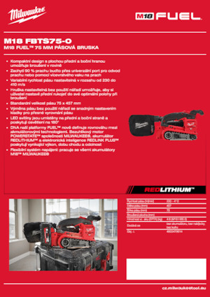 Accu bandschuurmachines Milwaukee M18 FBTS75-0