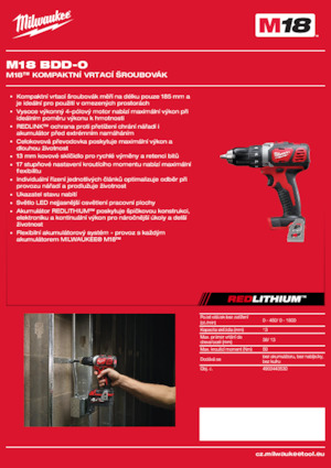 Accu Boor & Schroefmachines Milwaukee M18 BDD-0