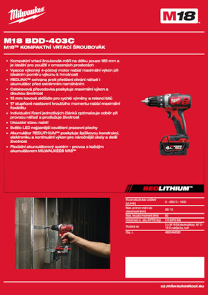 Accu Boor & Schroefmachines Milwaukee M18 BDD-403C