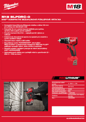 Accu Boor & Schroefmachines Milwaukee M18 BLPDRC-0