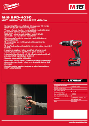 Accu Boor & Schroefmachines Milwaukee M18 BPD-403C
