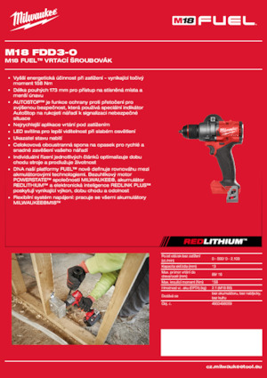 Accu Boor & Schroefmachines Milwaukee M18 FDD3-0