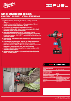 Accu Boor & Schroefmachines Milwaukee M18 ONEDD3-502X