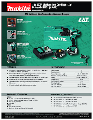 Accu Boor & Schroefmachines Makita XFD03M 