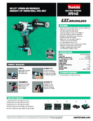 Accu Boor & Schroefmachines Makita XFD14Z