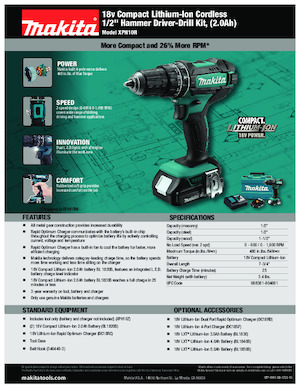 Accu Boor & Schroefmachines Makita XPH10R