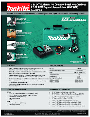 Accu Boor & Schroefmachines Makita XSF04Z