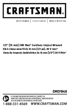 Accu-slagschroevendraaiers en -sleutels Craftsman CMCF940M1