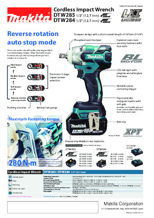 Accu-slagschroevendraaiers en -sleutels Makita DTW285 