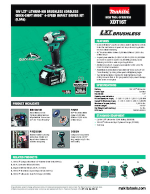 Accu-slagschroevendraaiers en -sleutels Makita XDT16T 